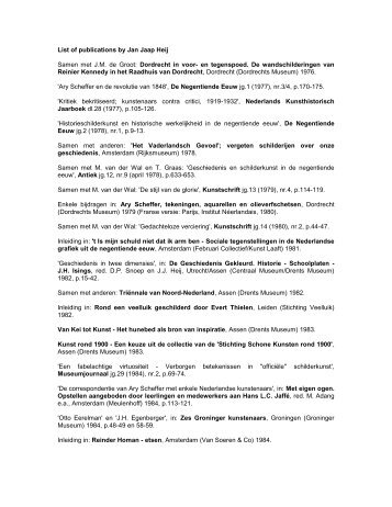 List of publications by Jan Jaap Heij Samen met J.M. de ... - CODART