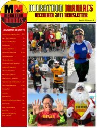 NEWSLETTER CONTENTS - Marathon Maniacs