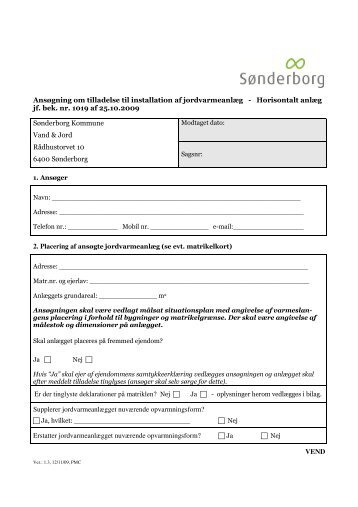 Ansøgning om etablering af jordvarmeanlæg - Sønderborg Kommune