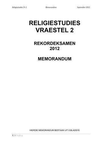 Religiestudie Gr 12 Rekordksamen... - sacai