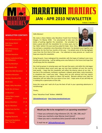 jan - apr 2010 newsletter jan - apr 2010 newsletter - Marathon ...