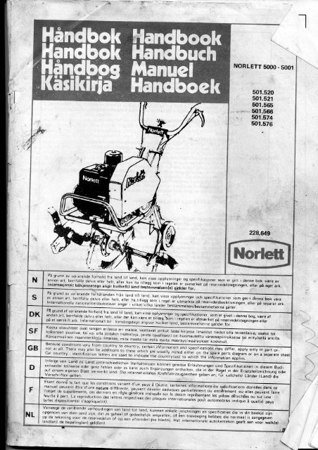 Norlett Rotovator Instructions