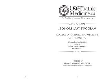HONORS DAY PROGRAM - Western University of Health Sciences