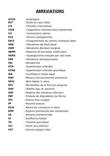 ABREVIATIONS - Faculté de Médecine et de Pharmacie de Fès