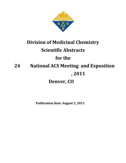 Abstract Title Page Anaheim 2011 - ACS Division of Medicinal ...