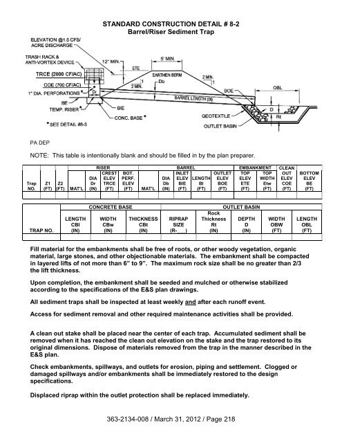 PA DEP STANDARD CONSTRUCT