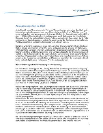 PDF | Outsourcing in Kreditinstituten fest im Blick - Plenum.de
