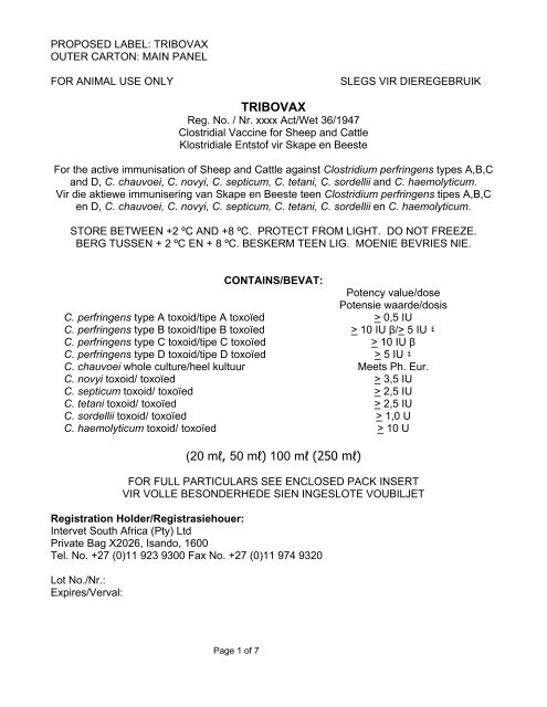 PROPOSED LABEL: CONVEXIN 10 - Afrivet