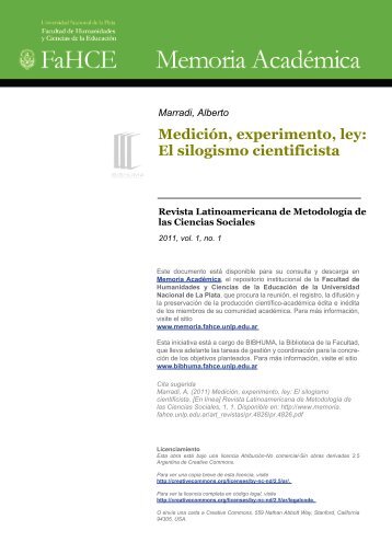 Medicion, experimento, ley: El silogismo cientificista - Memoria ...