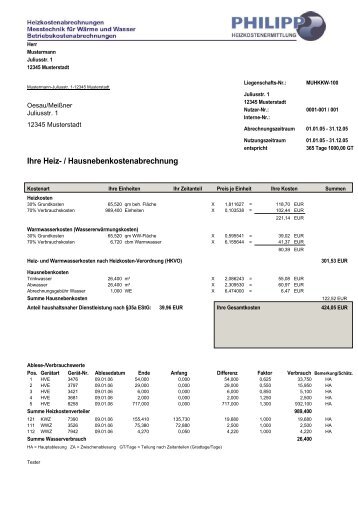 Heizkostenabrechnung zum Anschauen