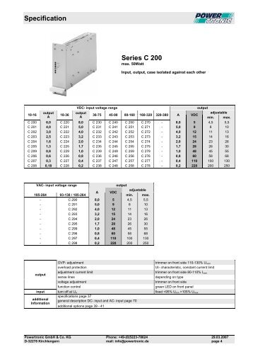 Specification C200 - Powertronic.de