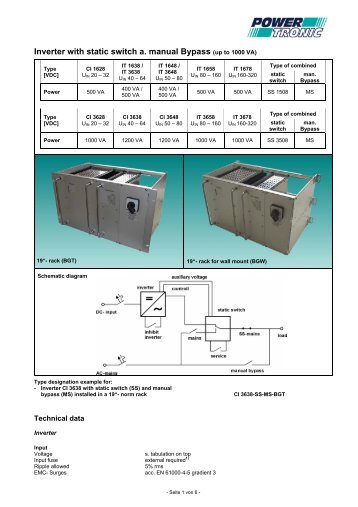 Inverter with static switch a. manual Bypass (up to ... - Powertronic.de