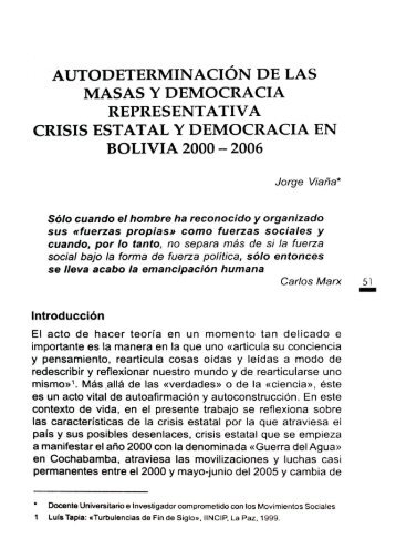 autodeterminación de las masas y democracia representativ a crisis ...