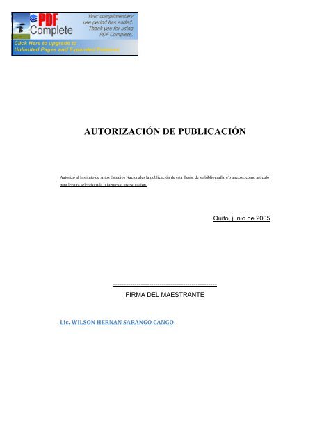 REPUBLICA DEL ECUADOR - Repositorio Digital IAEN