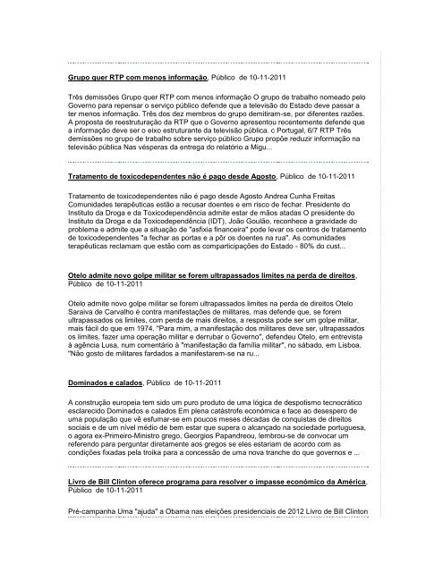 Noticias de Imprensa de 10 de Novembro de 2011 - Fesete