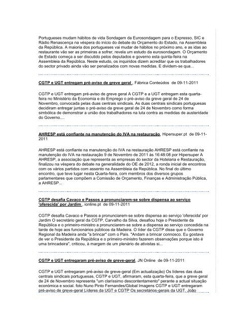 Noticias de Imprensa de 10 de Novembro de 2011 - Fesete