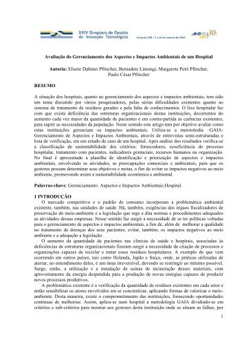 1 Avaliação do Gerenciamento dos Aspectos e Impactos ... - Anpad