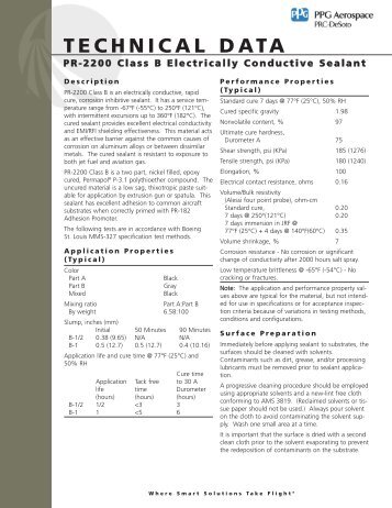 PR-2200 Class B Electrically Conductive Sealant - PPG Industries