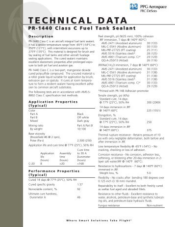 PR-1440 Class C Fuel Tank Sealant - PPG Industries
