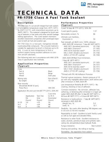 PR-1750 Class A Fuel Tank Sealant - PPG Industries