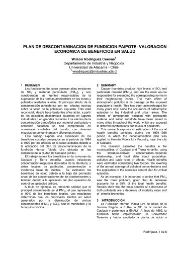 plan de descontaminacion de fundicion paipote: valoracion ...