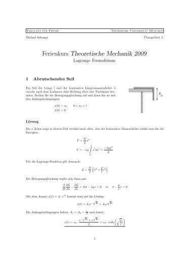 Lösung zum Übungsblatt - Physik-Department TU München