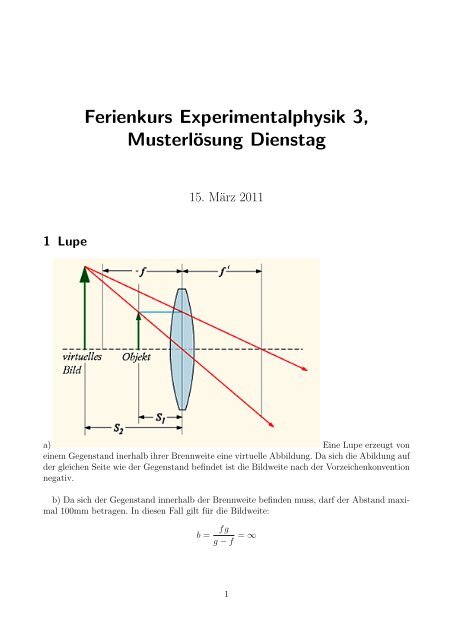 Ferienkurs Experimentalphysik 3, Musterlösung Dienstag