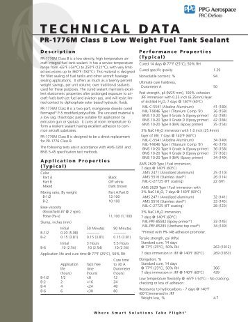 PR-1776M Class B Low Weight Fuel Tank Sealant - PPG Industries