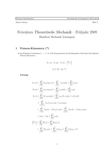 Lösung zum Übungsblatt - Physik-Department TU München