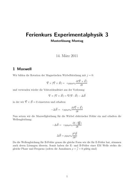 Ferienkurs Experimentalphysik 3