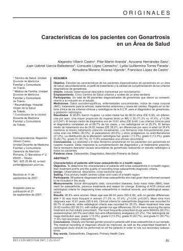 Características de los pacientes con Gonartrosis en un Área de Salud