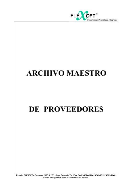 ARCHIVO MAESTRO DE PROVEEDORES - FLEXOFT