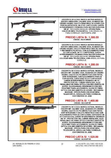 • ESCOPETAS MARCA HATSAN (TURQUIA): PRECIO ... - Armaq S.A.