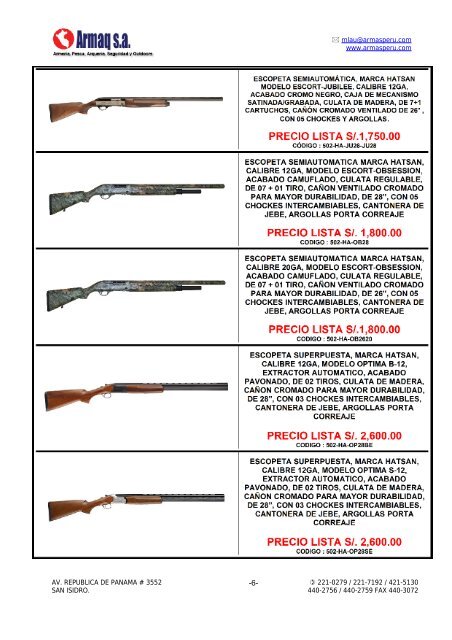 • ESCOPETAS MARCA HATSAN (TURQUIA): PRECIO ... - Armaq S.A.