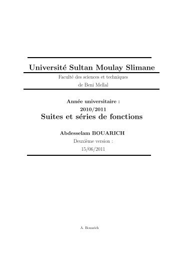 Suites et series de fonction - Faculté des Sciences et Techniques