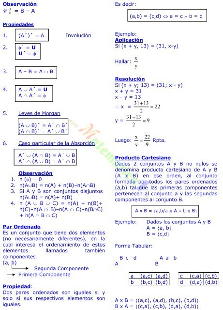 TEORIA DE CONJUNTOS I - MATEMATICAS EJERCICIOS ...