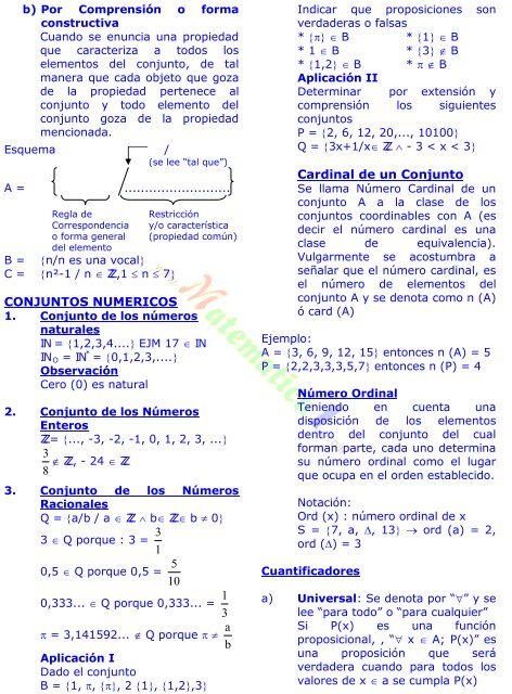 TEORIA DE CONJUNTOS I - MATEMATICAS EJERCICIOS ...