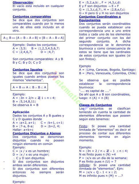 TEORIA DE CONJUNTOS I - MATEMATICAS EJERCICIOS ...