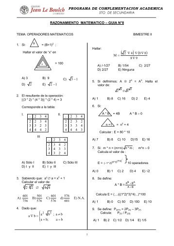 RAZONAMIENTO MATEMATICO – GUIA N°8 13 - 2 12 - 22 44 ...