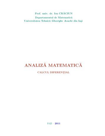 Analiză matematică. Calcul diferential.