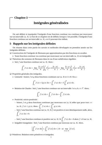 Intégrales généralisées