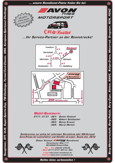 Avon-Formular Reifenbestellung - Porsche Club Deutschland