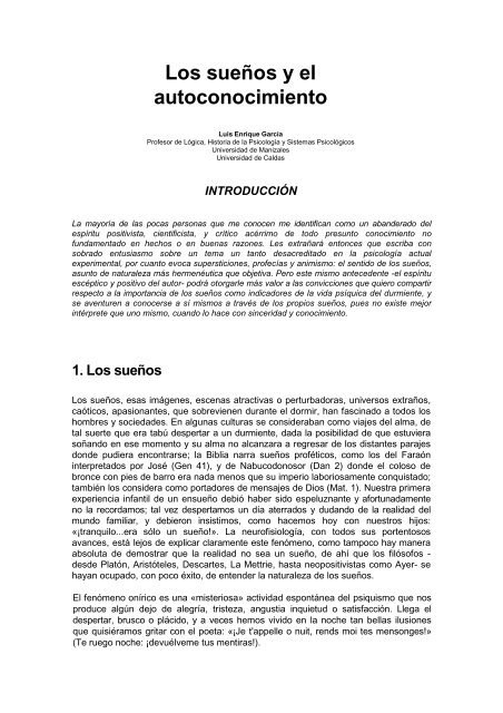 Los Suenos Y El Autoconocimiento Universidad De Manizales autoconocimiento universidad de manizales