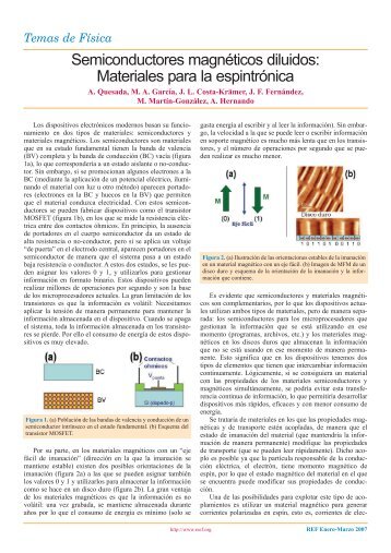 Semiconductores magnéticos diluidos: Materiales para la espintrónica