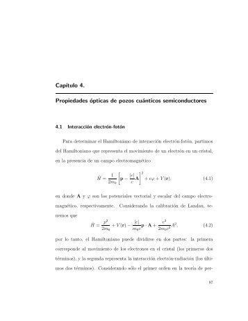 Cap´ıtulo 4. Propiedades ópticas de pozos cuánticos semiconductores