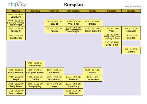 Kursplan - Physics Stuttgart