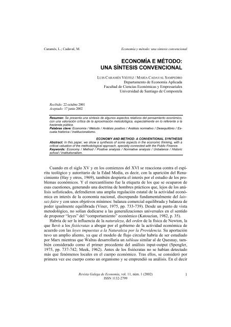 economía e método: una síntesis convencional - Universidade de ...