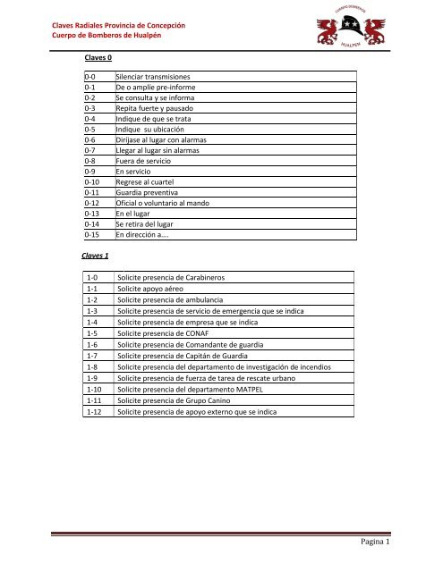 Claves Bomberos