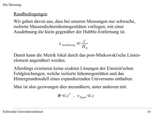 Schwache Gravitationslinsen - Fakultät für Physik