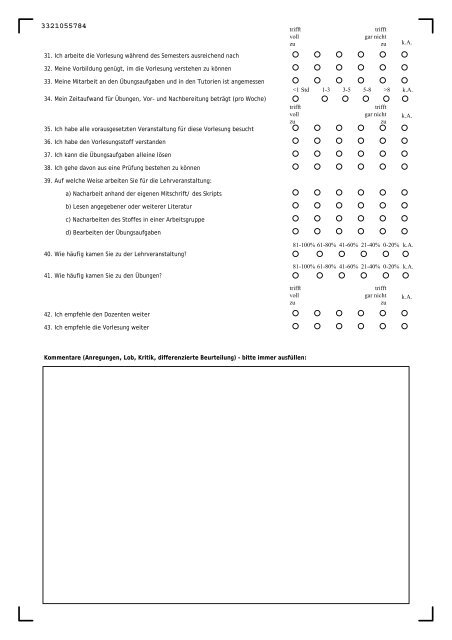 Fragebogen - Fakultät für Physik - Universität Bielefeld